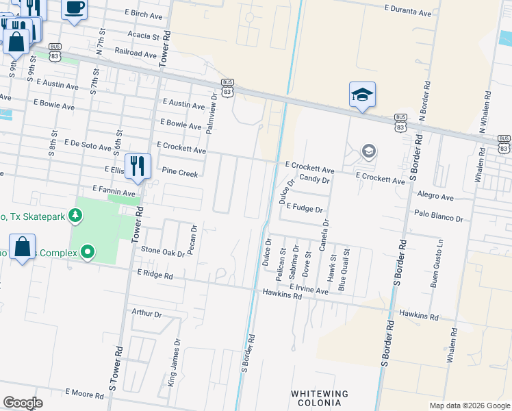 map of restaurants, bars, coffee shops, grocery stores, and more near 449 Serg Loop in Alamo