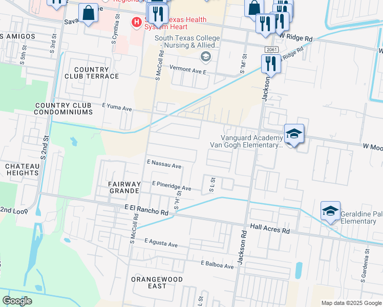 map of restaurants, bars, coffee shops, grocery stores, and more near 1005 East la Cantera Avenue in McAllen