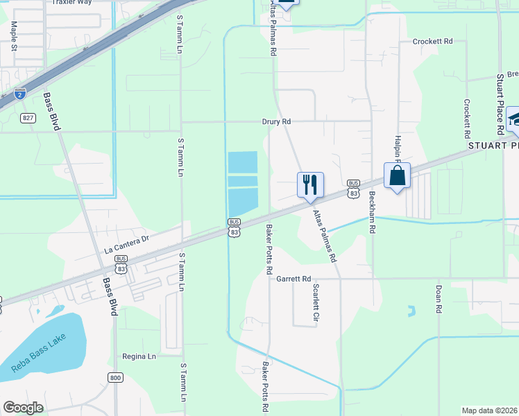 map of restaurants, bars, coffee shops, grocery stores, and more near 15692 Sunnyside Lane in Harlingen
