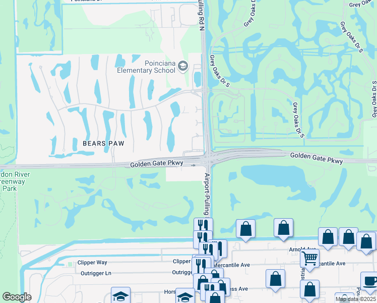 map of restaurants, bars, coffee shops, grocery stores, and more near 2355 Estuary Drive in Naples