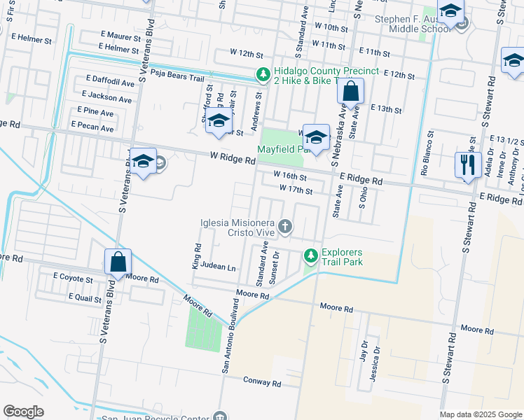 map of restaurants, bars, coffee shops, grocery stores, and more near 1804 South Standard Street in San Juan