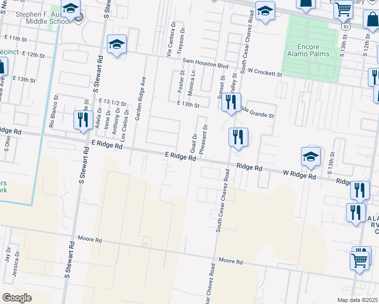 map of restaurants, bars, coffee shops, grocery stores, and more near 1502 Quail Drive in San Juan