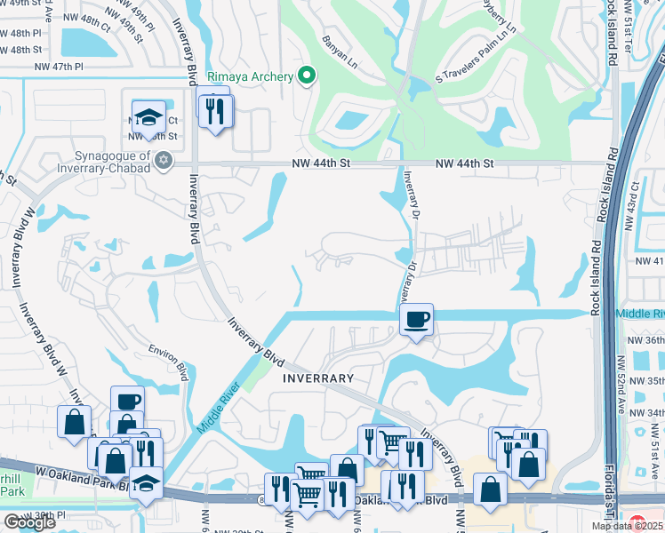 map of restaurants, bars, coffee shops, grocery stores, and more near 6260 South Falls Circle Drive in Lauderhill
