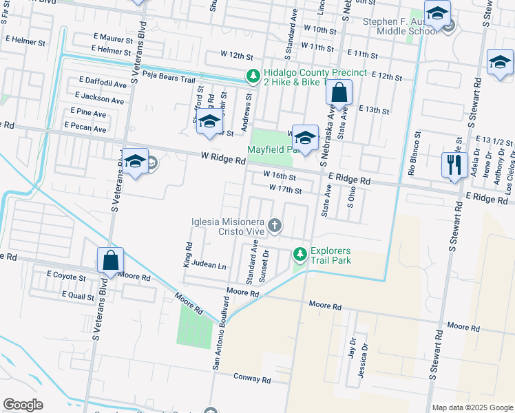 map of restaurants, bars, coffee shops, grocery stores, and more near 1804 South Standard Street in San Juan