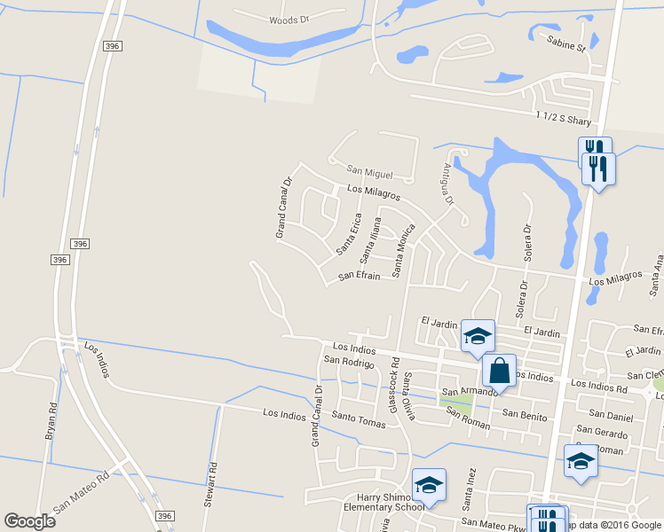 map of restaurants, bars, coffee shops, grocery stores, and more near 2811 Santa Erica in Mission