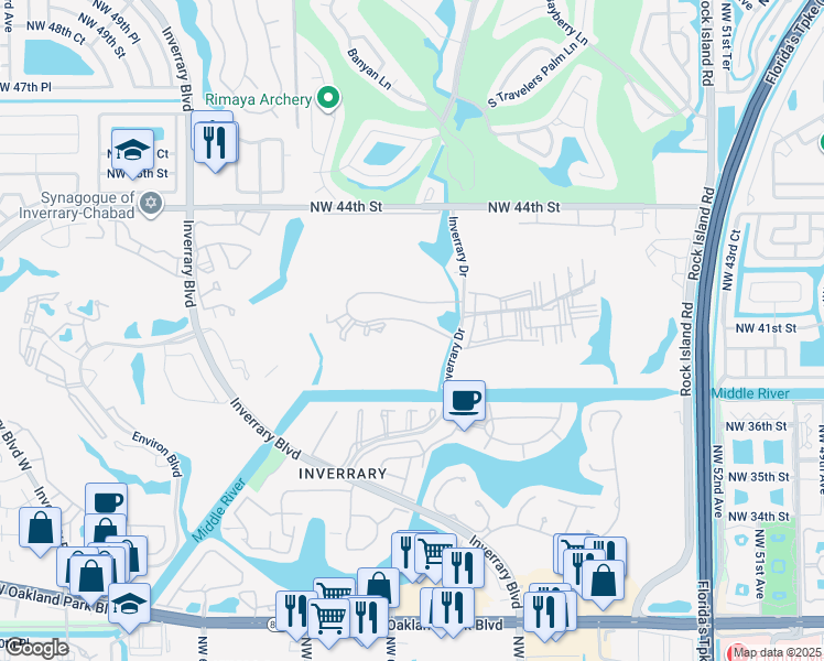 map of restaurants, bars, coffee shops, grocery stores, and more near 6100 South Falls Circle Drive in Lauderhill
