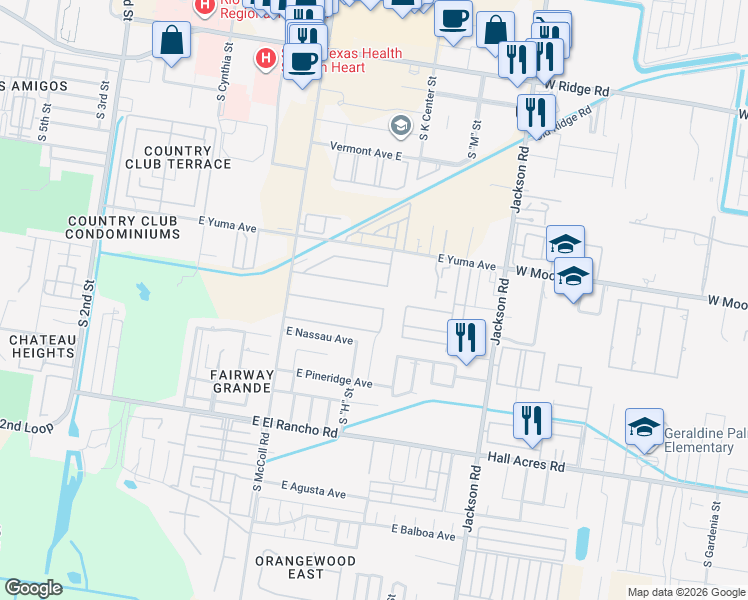 map of restaurants, bars, coffee shops, grocery stores, and more near 1013 La Cantera Avenue in McAllen