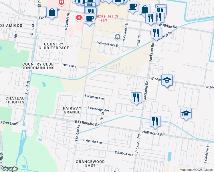 map of restaurants, bars, coffee shops, grocery stores, and more near 1005 East la Cantera Avenue in McAllen