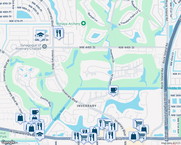 map of restaurants, bars, coffee shops, grocery stores, and more near 6260 South Falls Circle Drive in Lauderhill