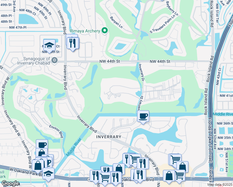 map of restaurants, bars, coffee shops, grocery stores, and more near 6260 South Falls Circle Drive in Lauderhill