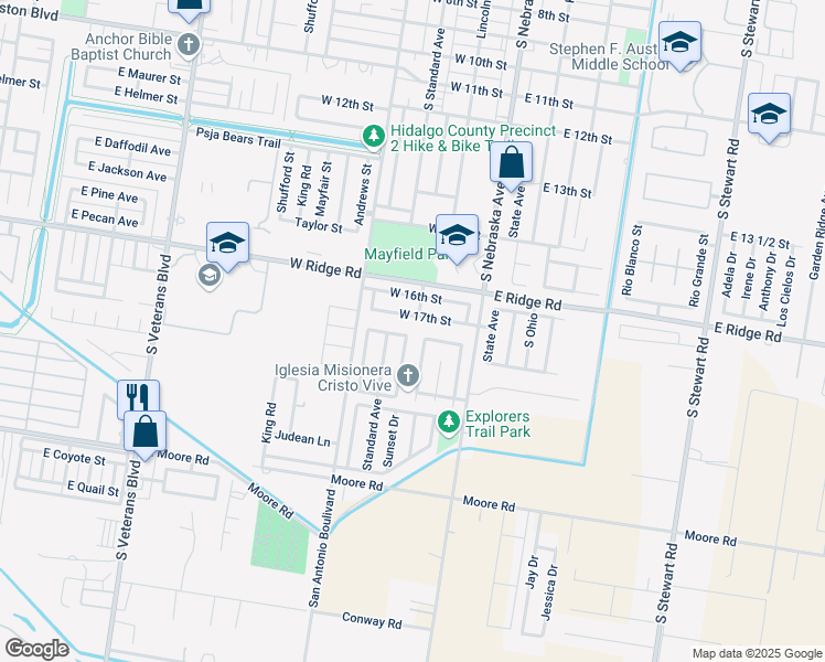 map of restaurants, bars, coffee shops, grocery stores, and more near 1612 Jonathon Drive in San Juan