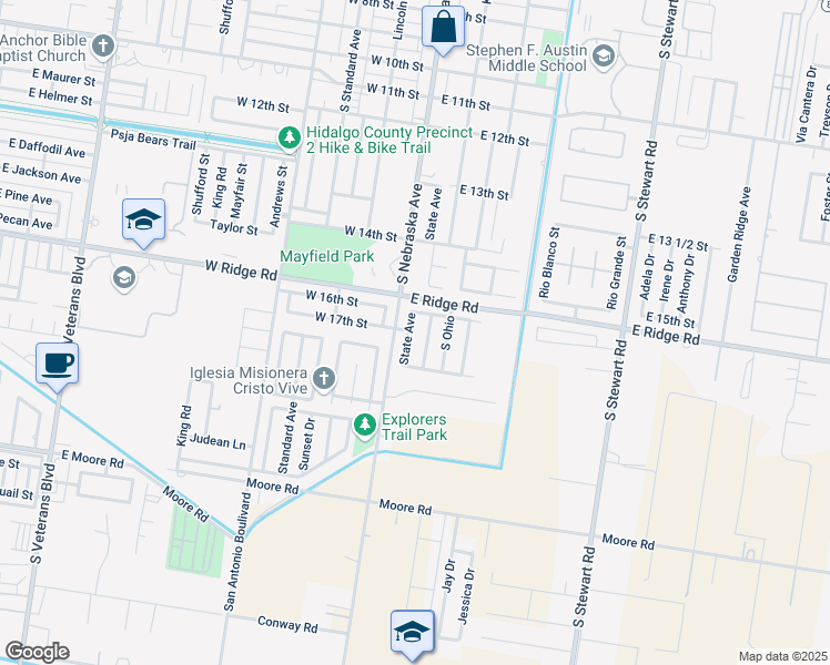 map of restaurants, bars, coffee shops, grocery stores, and more near 1705 South Kansas Avenue in San Juan