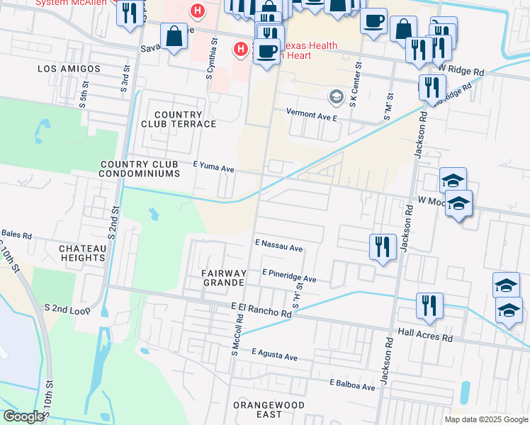 map of restaurants, bars, coffee shops, grocery stores, and more near 705 La Cantera Avenue in McAllen