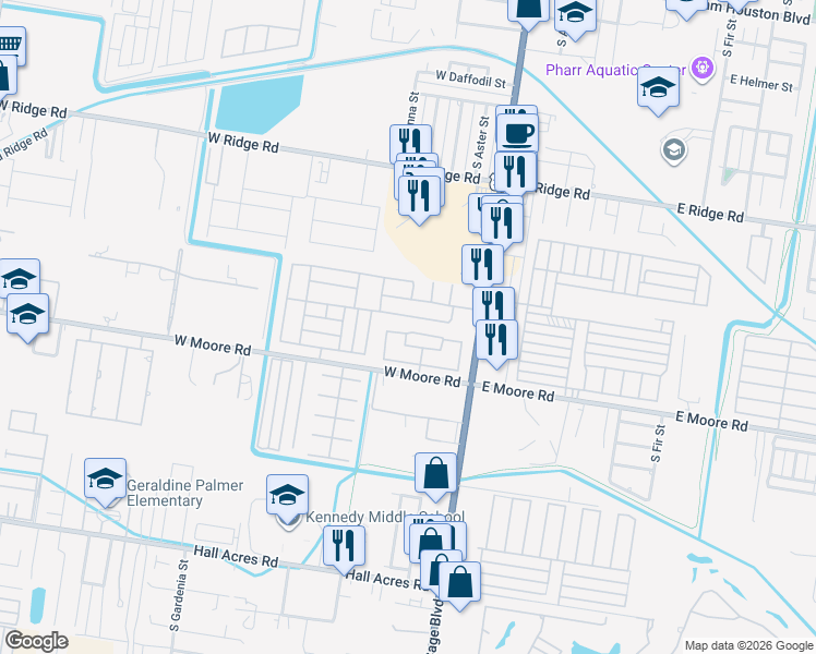 map of restaurants, bars, coffee shops, grocery stores, and more near 29 West Curry Lane in Pharr