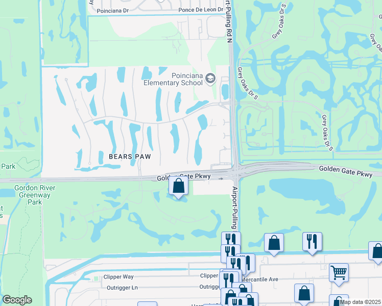 map of restaurants, bars, coffee shops, grocery stores, and more near 1524 Marsh Wren Lane in Naples