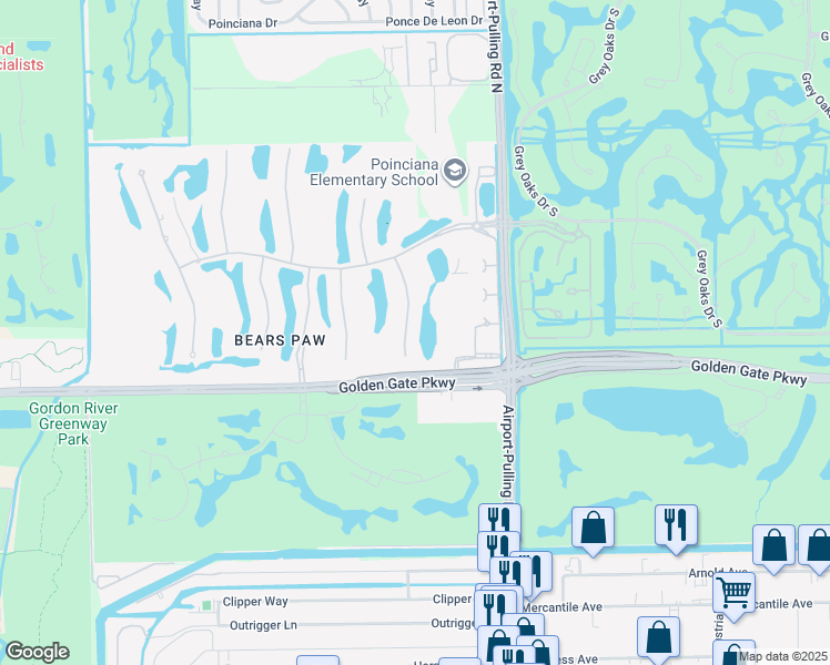 map of restaurants, bars, coffee shops, grocery stores, and more near 1524 Marsh Wren Lane in Naples