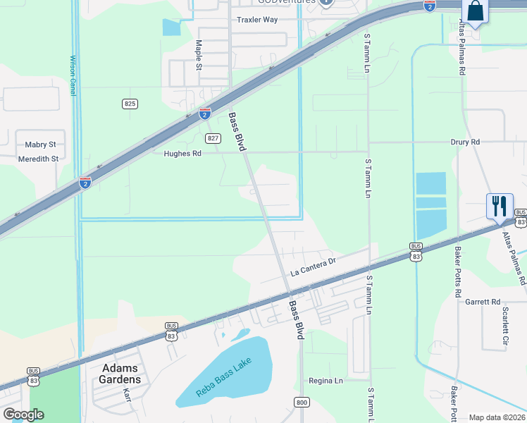 map of restaurants, bars, coffee shops, grocery stores, and more near 14995 Hara Court in Harlingen