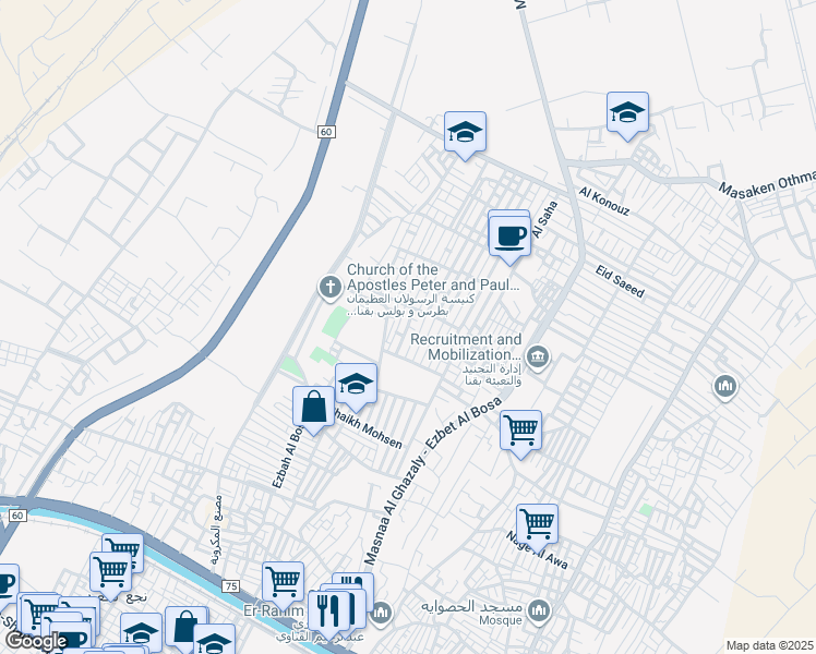 map of restaurants, bars, coffee shops, grocery stores, and more near in Qena
