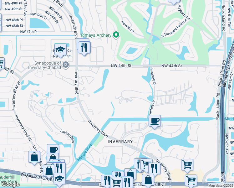 map of restaurants, bars, coffee shops, grocery stores, and more near 6301 North Falls Circle Drive in Lauderhill