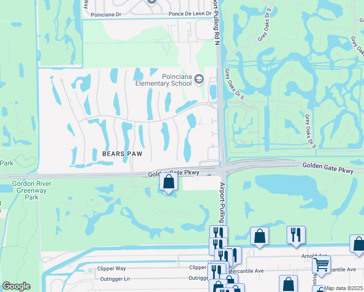 map of restaurants, bars, coffee shops, grocery stores, and more near 1532 Marsh Wren Lane in Naples