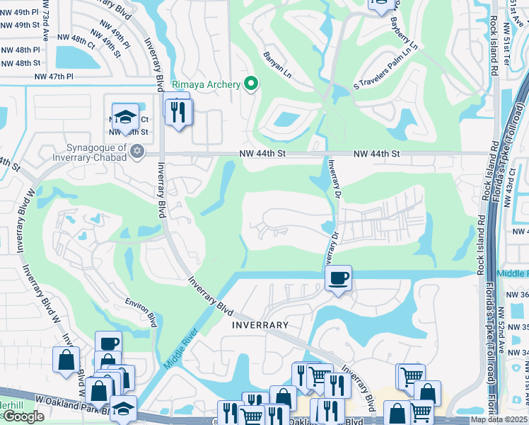 map of restaurants, bars, coffee shops, grocery stores, and more near 6201 North Falls Circle Drive in Lauderhill