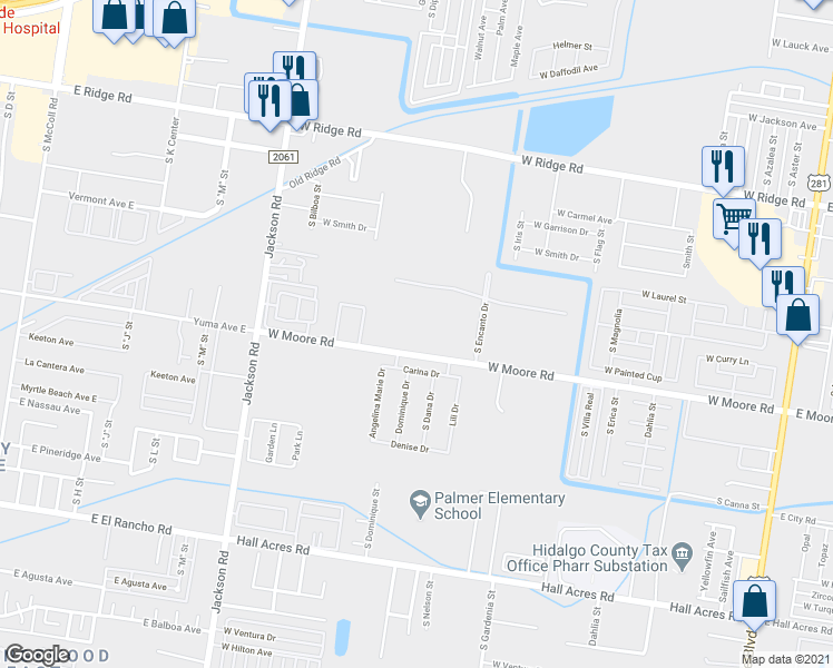 map of restaurants, bars, coffee shops, grocery stores, and more near 1000 West Moore Road in Pharr