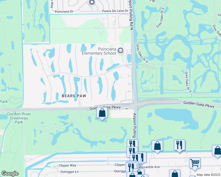 map of restaurants, bars, coffee shops, grocery stores, and more near 1540 Marsh Wren Lane in Naples