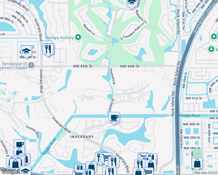 map of restaurants, bars, coffee shops, grocery stores, and more near 5961 North Falls Circle Drive in Lauderhill