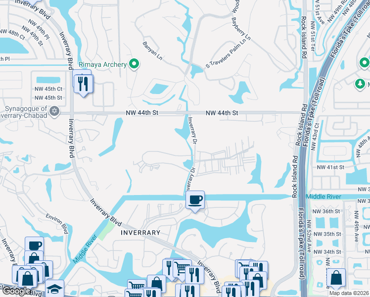 map of restaurants, bars, coffee shops, grocery stores, and more near 5961 North Falls Circle Drive in Lauderhill