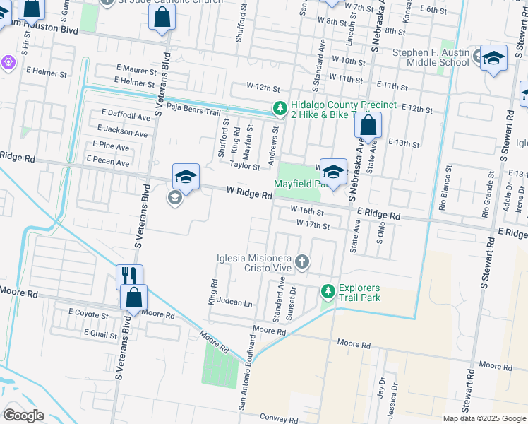map of restaurants, bars, coffee shops, grocery stores, and more near 401 West Ridge Road in San Juan