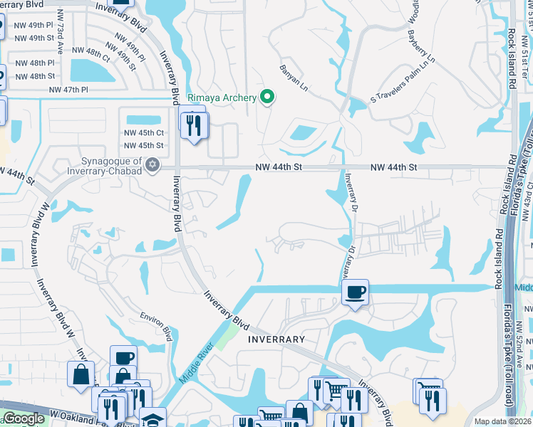map of restaurants, bars, coffee shops, grocery stores, and more near 6301 North Falls Circle Drive in Lauderhill