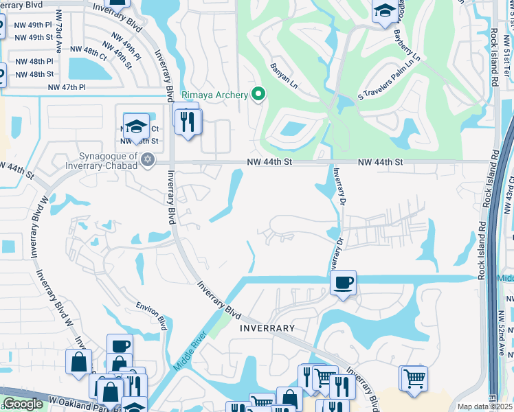 map of restaurants, bars, coffee shops, grocery stores, and more near 6301 North Falls Circle Drive in Lauderhill