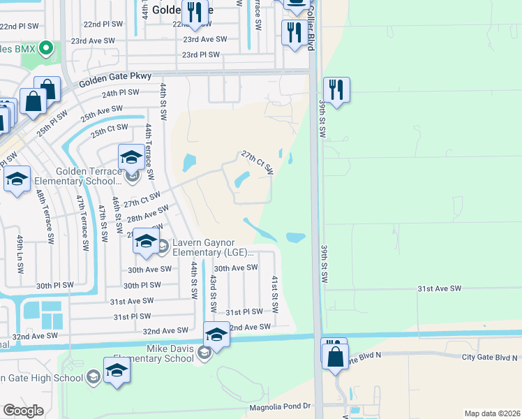 map of restaurants, bars, coffee shops, grocery stores, and more near 4338 27th Court Southwest in Naples