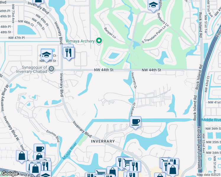 map of restaurants, bars, coffee shops, grocery stores, and more near 6201 North Falls Circle Drive in Lauderhill