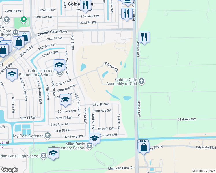 map of restaurants, bars, coffee shops, grocery stores, and more near 4358 27th Court Southwest in Naples
