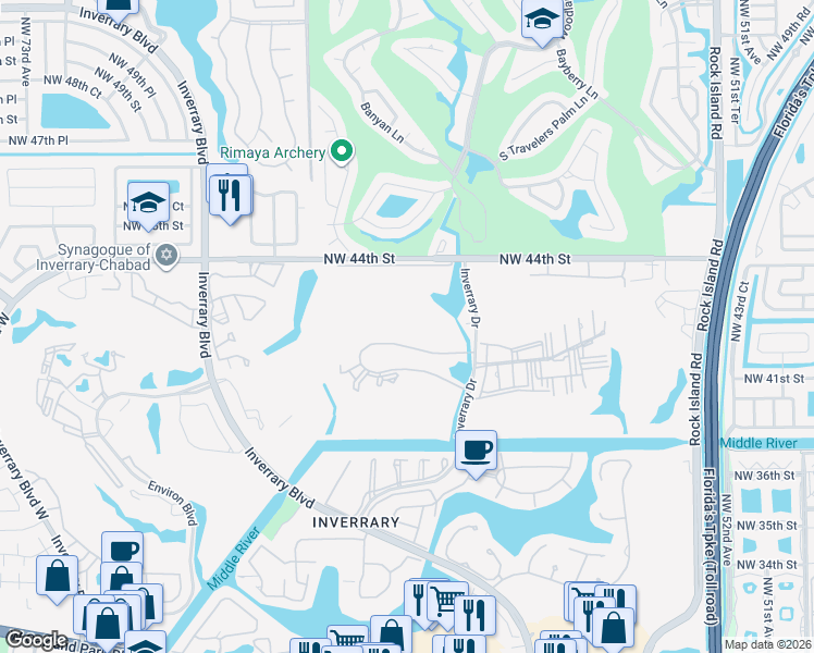 map of restaurants, bars, coffee shops, grocery stores, and more near 6061 North Falls Circle Drive in Lauderhill