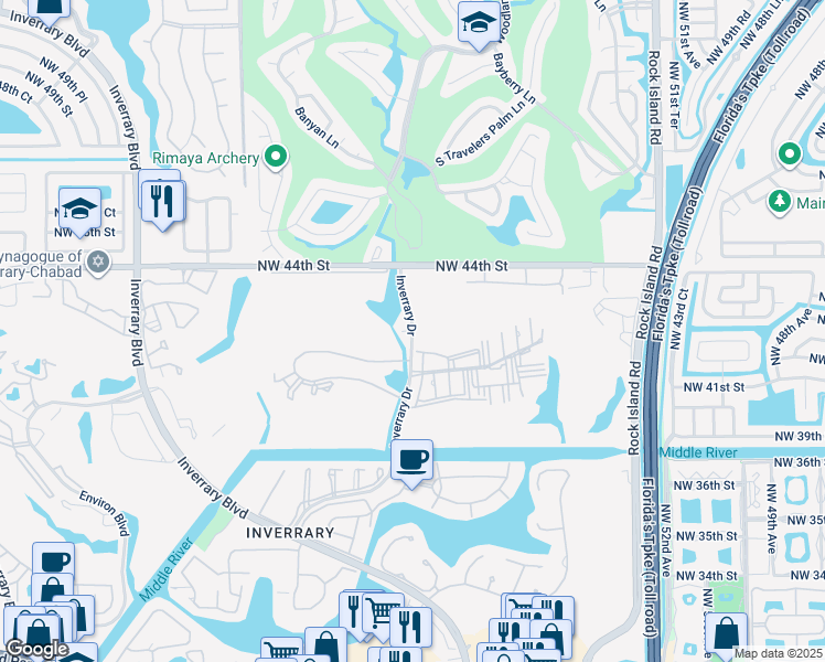 map of restaurants, bars, coffee shops, grocery stores, and more near 4078 Inverrary Drive in Lauderhill