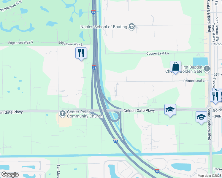 map of restaurants, bars, coffee shops, grocery stores, and more near 6280 Painted Leaf Lane in Naples