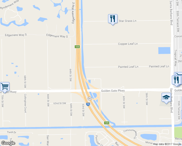 map of restaurants, bars, coffee shops, grocery stores, and more near 6280 Painted Leaf Lane in Naples