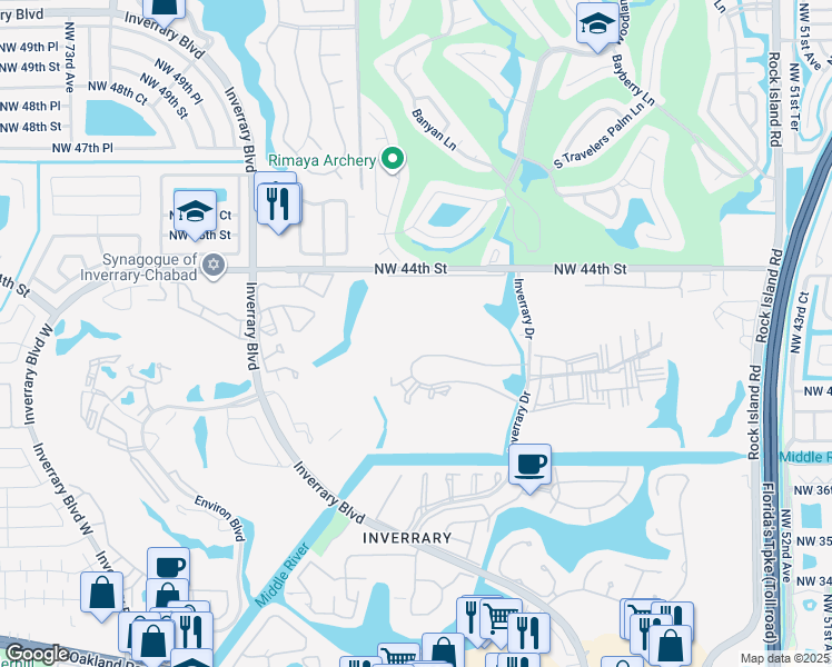 map of restaurants, bars, coffee shops, grocery stores, and more near 6201 North Falls Circle Drive in Lauderhill