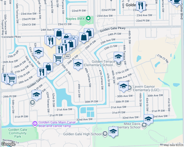 map of restaurants, bars, coffee shops, grocery stores, and more near 4831 28th Avenue Southwest in Naples