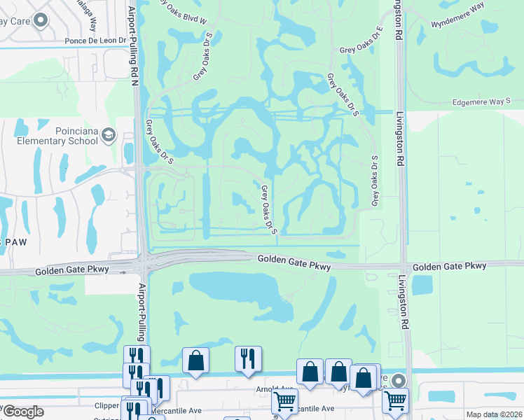 map of restaurants, bars, coffee shops, grocery stores, and more near 2095 Rivoli Court in Naples