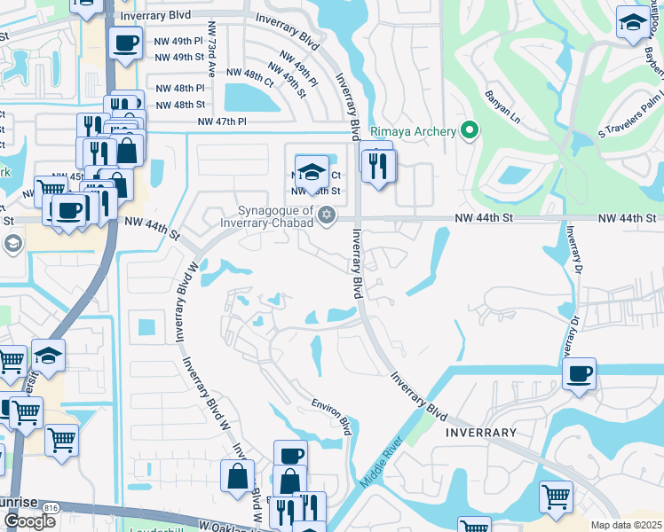 map of restaurants, bars, coffee shops, grocery stores, and more near 6726 Sienna Club Drive in Lauderhill