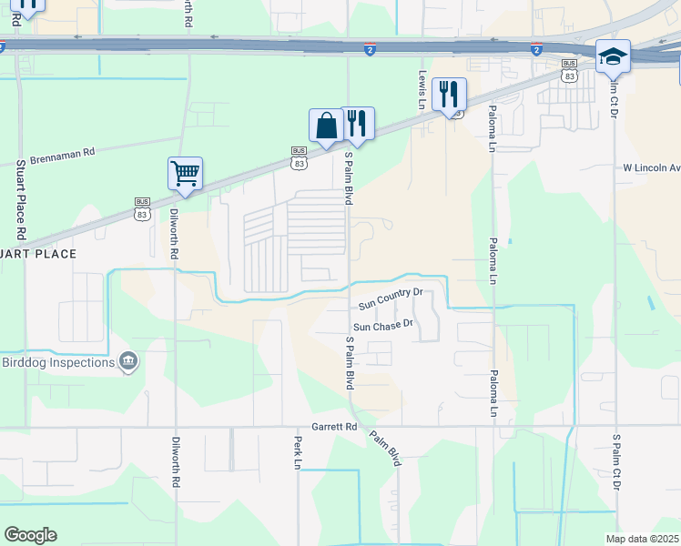 map of restaurants, bars, coffee shops, grocery stores, and more near 930 South Palm Boulevard in Harlingen