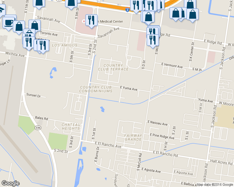 map of restaurants, bars, coffee shops, grocery stores, and more near 114 Southeast Augusta Square in McAllen