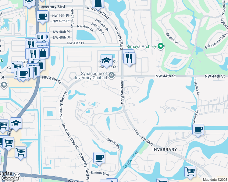 map of restaurants, bars, coffee shops, grocery stores, and more near 6759 Sienna Club Place in Lauderhill