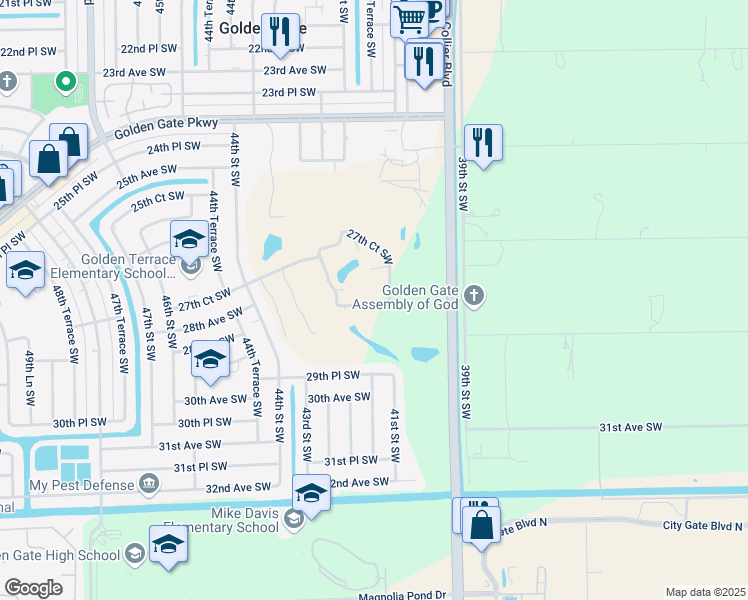 map of restaurants, bars, coffee shops, grocery stores, and more near 4333 27th Court Southwest in Naples