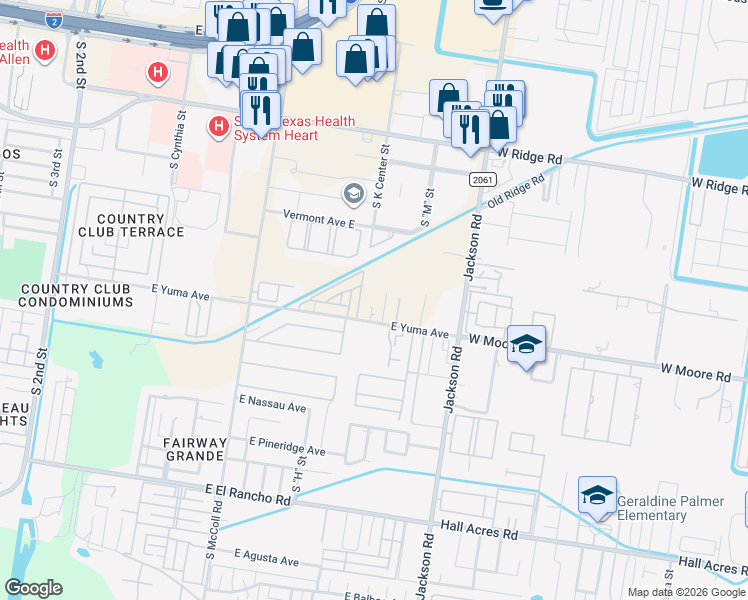 map of restaurants, bars, coffee shops, grocery stores, and more near 1309 Yuma Avenue in McAllen