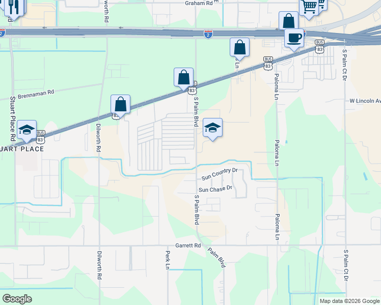 map of restaurants, bars, coffee shops, grocery stores, and more near 922 South Palm Boulevard in Harlingen