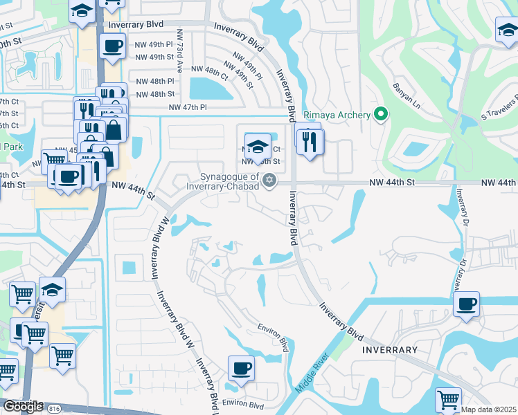 map of restaurants, bars, coffee shops, grocery stores, and more near 6823 Sienna Club Drive in Lauderhill